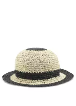 Соломенная шляпа LASCANA, шляпа-ведро из соломы, летняя шляпа, головной убор VEGAN, черный