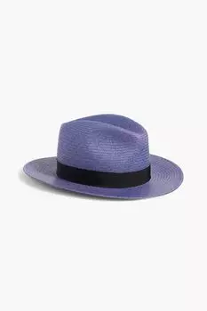 Соломенная шляпа-панама с отделкой в репсовую отделку RAG & BONE, нави
