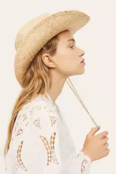 Соломенная шляпа с декоративной цепочкой H&M, бежевый