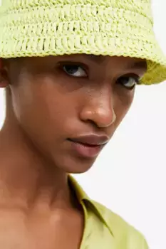 Соломенная шляпка с имитацией ажурной вязки H&M, желтый