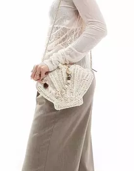 Соломенная сумка ASOS DESIGN с ручкой из смолы и съемным ремнем через плечо