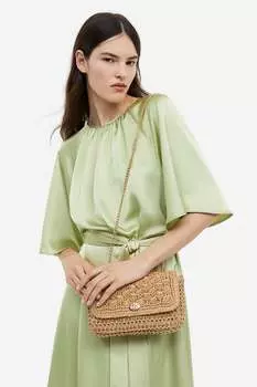 Соломенная сумка через плечо H&M, бежевый