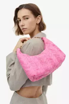 Соломенная сумка через плечо H&M, розовый