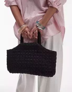 Соломенная сумка Topshop Giveon черного цвета