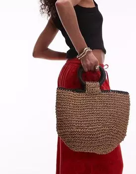 Соломенная сумка Topshop Griffin Grab в натуральном и черном цвете