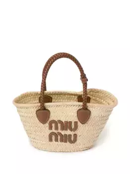 Соломенная сумка-тоут MIU MIU, нейтральный