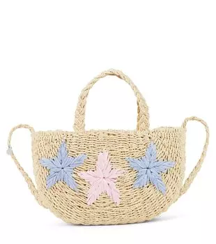 Соломенная сумка-тоут Monnalisa, бежевый