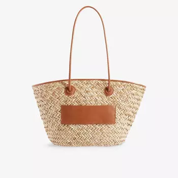 Соломенная сумка-тоут с двумя ручками и открытым верхом Claudie Pierlot, цвет bruns