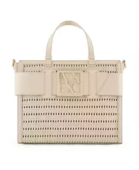 Соломенная сумка тоут с логотипом Armani Exchange, бежевый