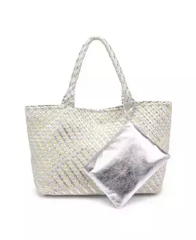 Соломенная сумка-тоут Solana Moda Luxe, серебряный