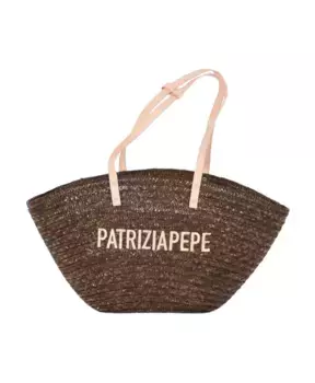 Соломенная сумочка с вышивкой Patrizia Pepe, коричневый