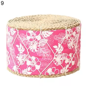 Соломенная тканая подушка изысканного мастерства с цветочным принтом круглой формы, соломенная тканая подушка ручной работы татами для татами 3 Stuttg, мультиколор