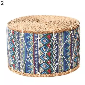 Соломенная тканая подушка изысканного мастерства с цветочным принтом круглой формы, соломенная тканая подушка ручной работы татами для татами-6 Stuttg, мультиколор