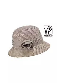 Соломенный бордюр-колокольчик с тканевым цветком 54967-0 SEEBERGER, тауп