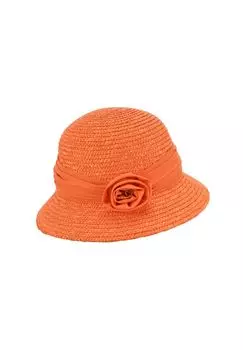 Соломенный бордюр-колокольчик с тканевым цветком 54967-0 SEEBERGER, оранжевый