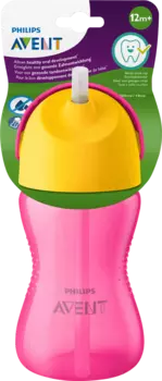 Соломинка для питья розовая 300мл 1 шт. Philips