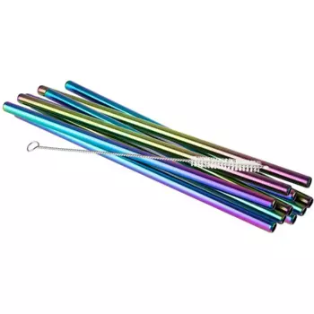 Соломинки APS (набор, 11 шт.), 10 трубочек из нержавеющей стали + щеточка для чистки, цвет bunt