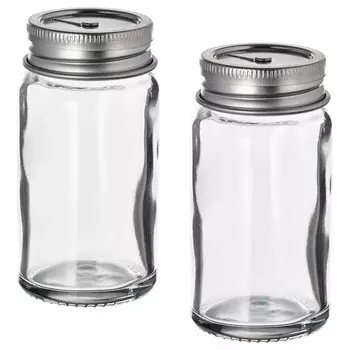 Солонка и перечница, прозрачное стекло/нержавеющая сталь, 8 см, CITRONHAJ IKEA