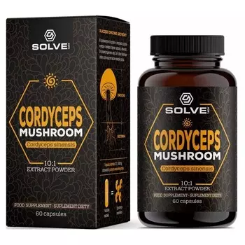 SolveLabs Кордицепс (Cordyceps sinensis) 10:1 Экстракт, Биологически активная добавка, 60 капсул Inna Marka