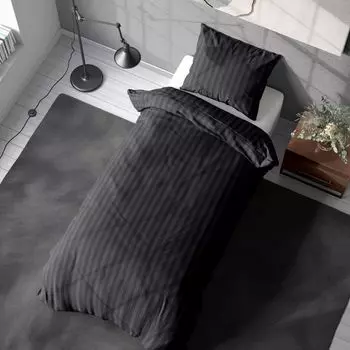 Soma дамасское постельное белье из микрофибры 135 х 200 см, пододеяльник 135 х 200 см, наволочка 80 х 80 см, однотонный черный