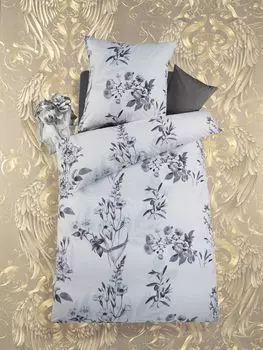 Soma Mako сатиновое постельное белье 135 х 200 см, пододеяльник 135 х 200 см, наволочка 80 х 80 см Гресс белый/серый