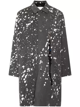 Song For The Mute однобортное пальто с эффектом разбрызганной краски, серый