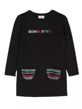Sonia Rykiel декорированное платье с длинными рукавами, черный