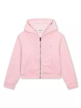 SONIA RYKIEL ENFANT бархатное худи с логотипом, розовый