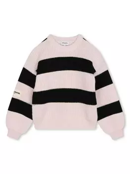 SONIA RYKIEL ENFANT джемпер в полоску с нашивкой-логотипом, нейтральный цвет