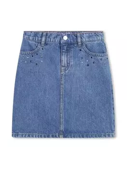 SONIA RYKIEL ENFANT джинсовая юбка со стразами, синий