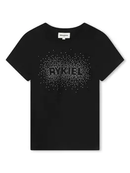 SONIA RYKIEL ENFANT футболка с логотипом из страз, черный