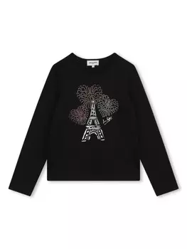 SONIA RYKIEL ENFANT футболка с принтом Eiffel Tower, черный