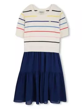 SONIA RYKIEL ENFANT платье миди с отделкой в полоску, синий