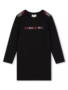 SONIA RYKIEL ENFANT платье с логотипом из страз, черный