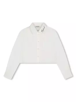 SONIA RYKIEL ENFANT укороченная рубашка с вышитым логотипом, белый