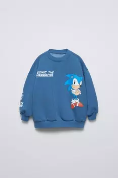 Соник sega толстовка ZARA, голубоватый