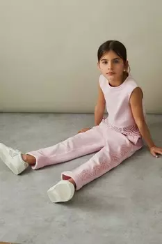 Sophie sophie подростковые хлопковые брюки с вышивкой и завязками Reiss, розовый