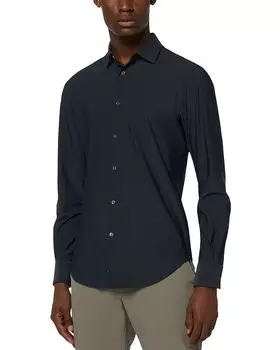 Сорочка Slim Fit на пуговицах с эластичной тканью Boggi Milano, синий