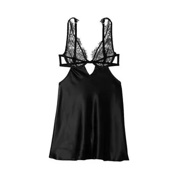 Сорочка Victoria's Secret Lace Satin Cutout, черный