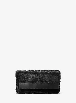 Сорренто с бахромой ручной работы и кожаным складным клапаном Michael Kors, черный
