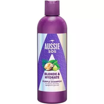 SOS Blonde & Hydrate Фиолетовый шампунь 300 мл для обесцвеченных и мелированных волос Aussie