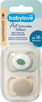 Соска Air силиконовая симметричная коричневая/зеленая размер 3 с 16 месяцев 2 шт. babylove