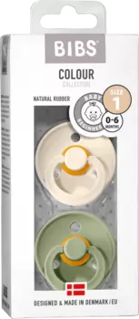 Соска Цветная Латексная круглая кремово-зеленая размер. 1 0-6 месяцев 2шт. BIBS
