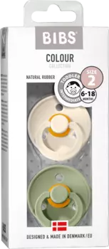 Соска Цветная Латексная круглая кремово-зеленая размер. 2 6-18 месяцев 2шт. BIBS