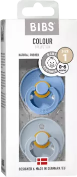 Соска Цветная Латексная круглая синяя/голубая размер. 1 0-6 месяцев 2шт. BIBS