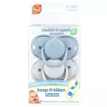 Соска RaZbaby Keep-It-Kleen для детей 0–36 месяцев, синий / серый