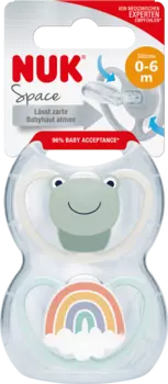 Соска Space силиконовая бежевый/синий 0-6 месяцев 2 шт. NUK