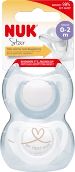 Соска Star силиконовая синяя/белая размер 0 0-2 мес 2 шт. NUK