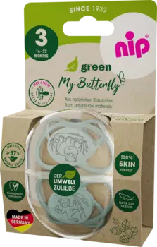 Соска зеленая My Butterfly силиконовая мятный/зеленый размер. 3 16-32 месяца 2шт. Nip