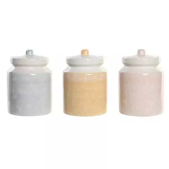 Сосуд DKD Home Decor 12 x 12 x 16 см Синий Розовый Желтый Доломит Шебби Шик (3 шт.)